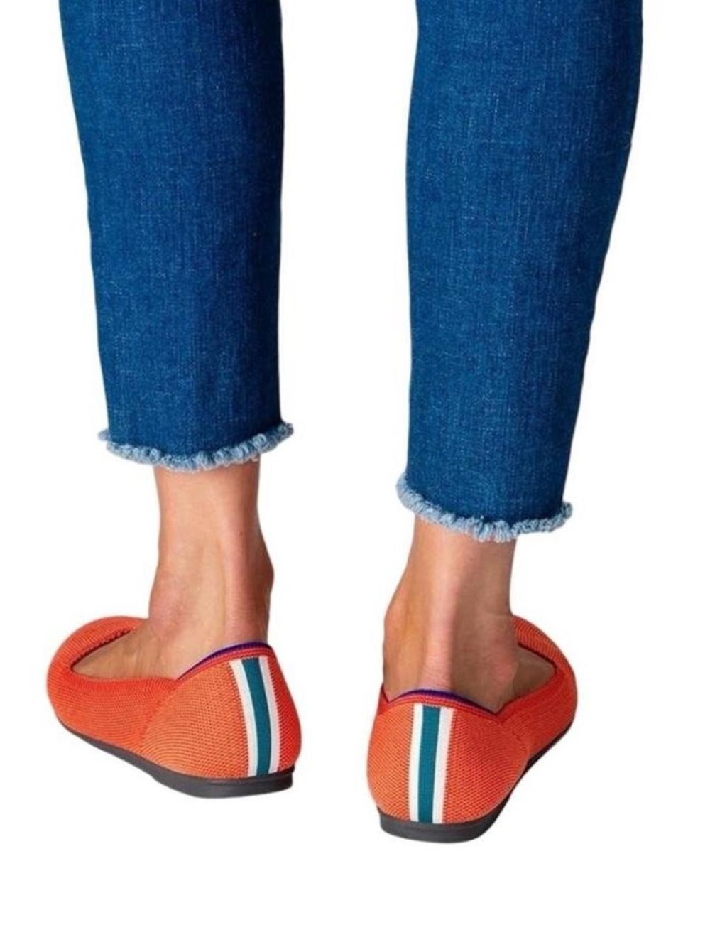 Rothy's The Flat Persimmon Marina Heel Stripe Round Toe Flat Slip On